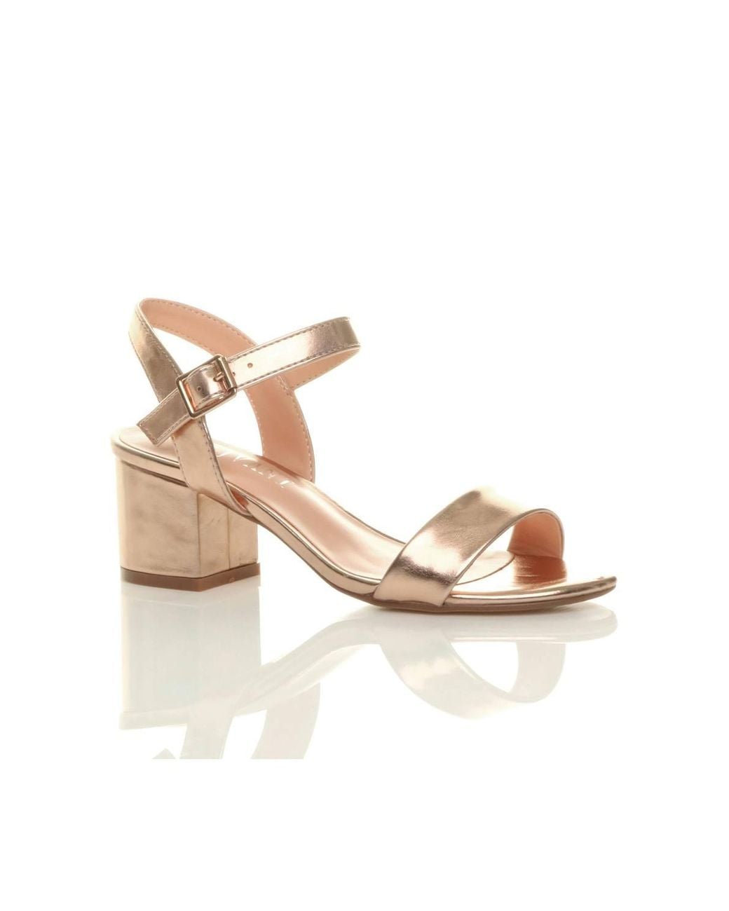 AJVANI Metallic Mid Block Heel Strappy Sandals