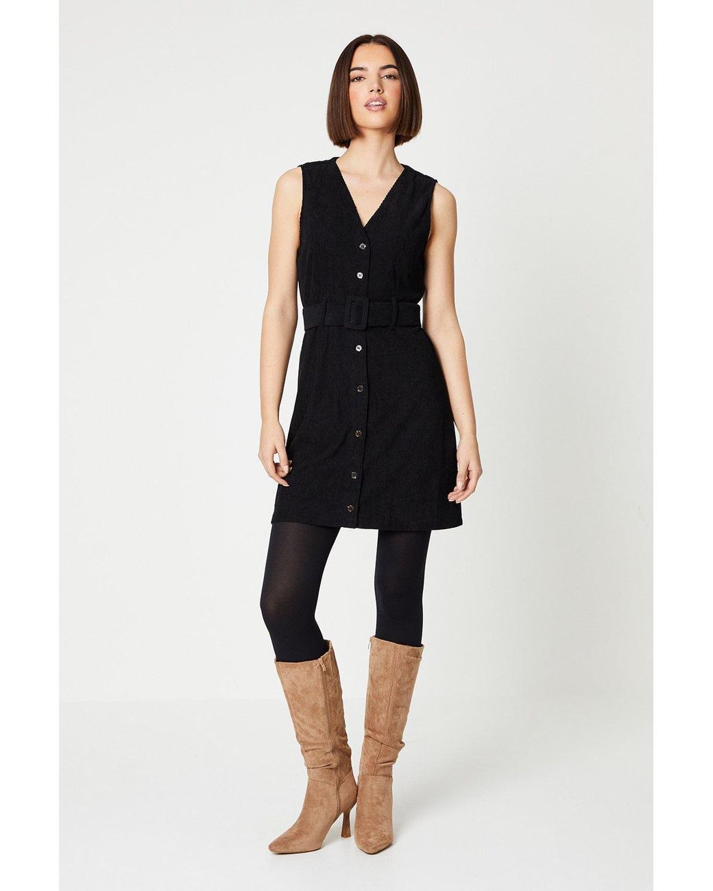 Oasis cord top pinafore dress