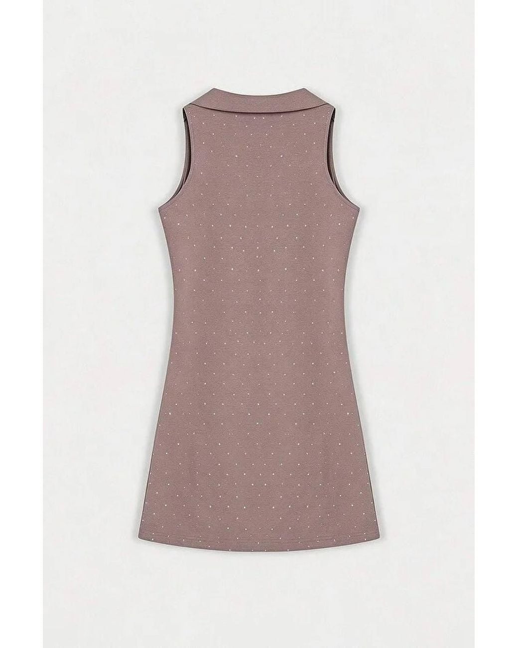 WOVCOR Pink Sleeveless Polo Collar Mini Knit Dress