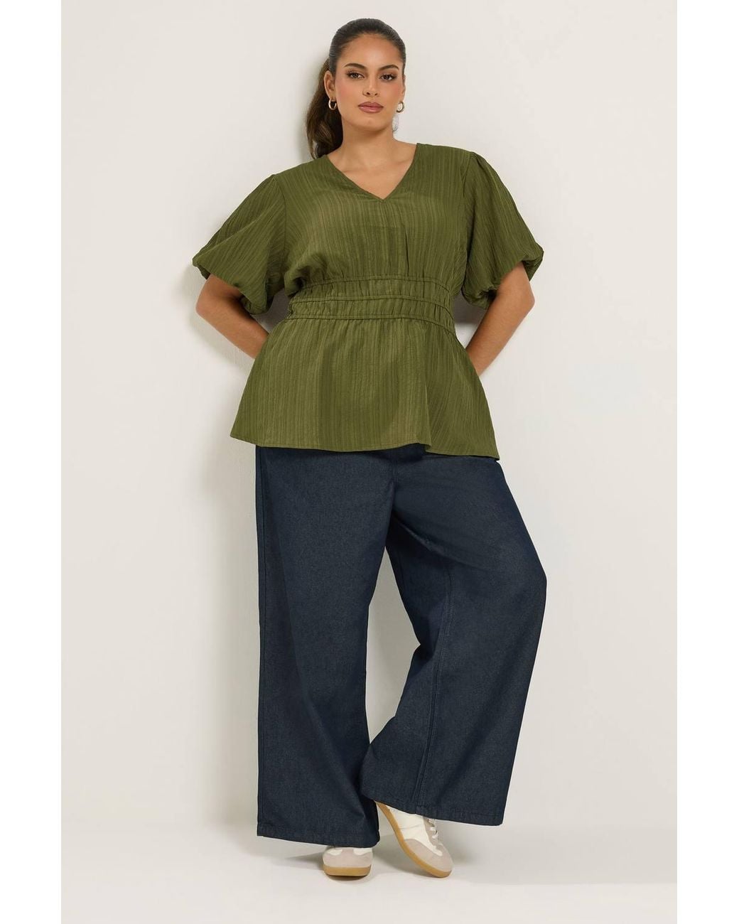 Yours Green Puff Sleeve Blouse
