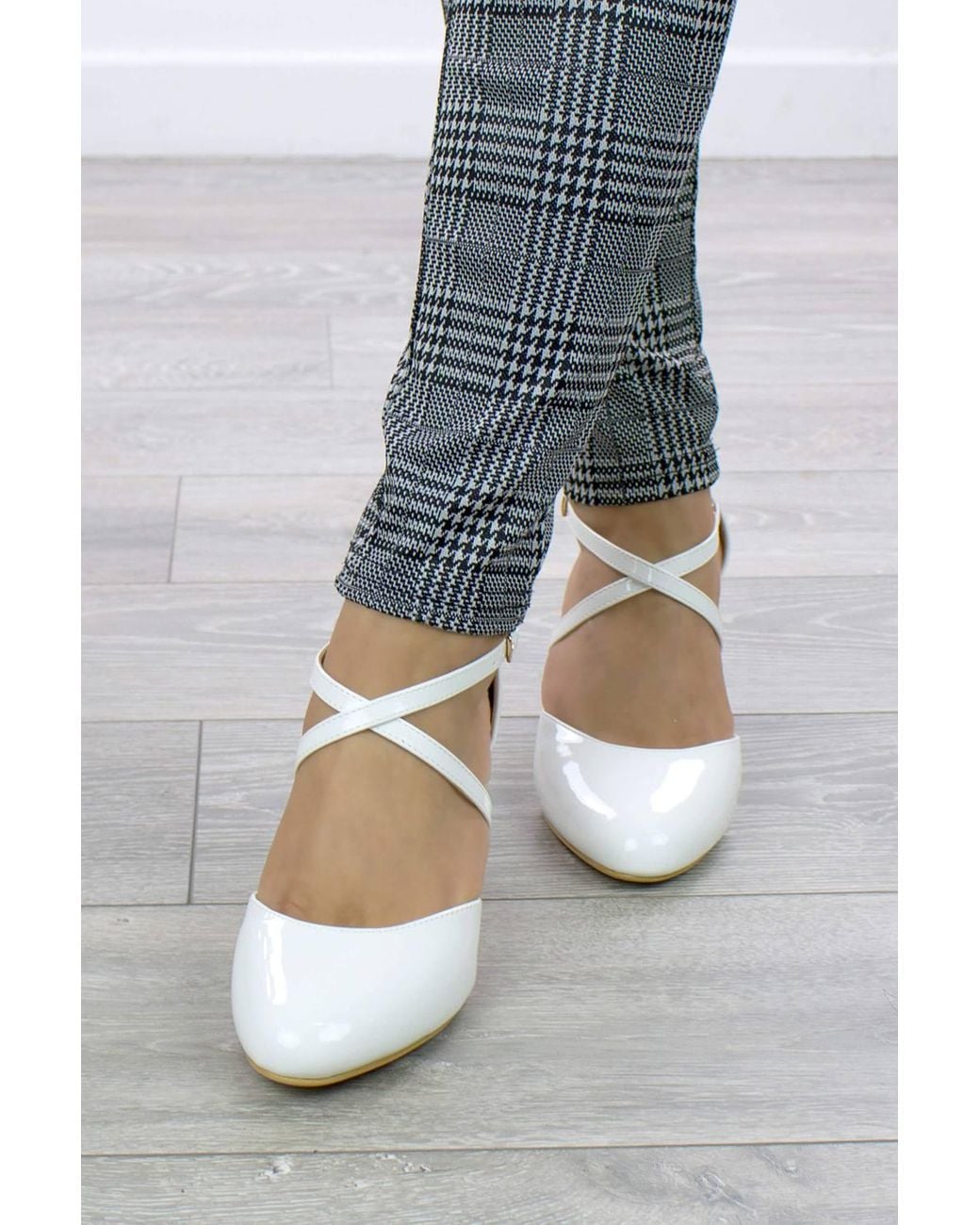 AJVANI Blue High Heelbuckle Crossed Strappy Court Shoes
