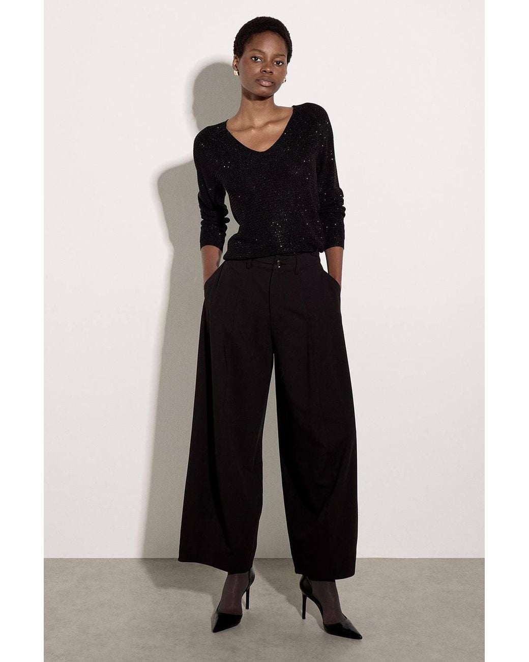 Apricot Black Diamante Embellished Fine Knit Jumper