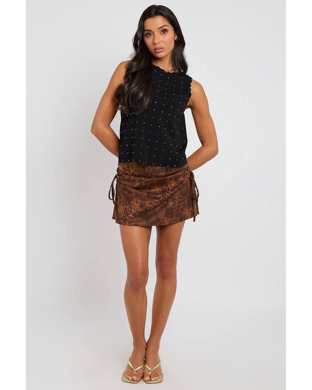 Urban Bliss Black Faux Suede Animal Mini Skirt