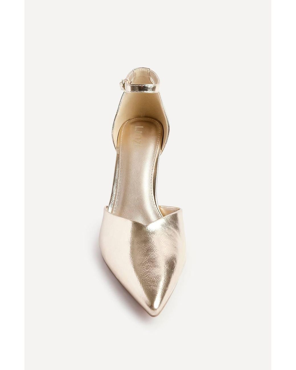 Linzi White Moira Faux Leather V Cut Court Heel