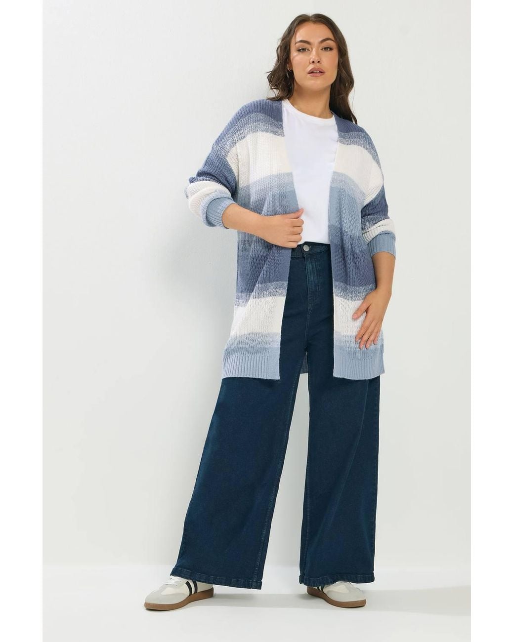 Yours Blue Colourblock Midi Cardigan