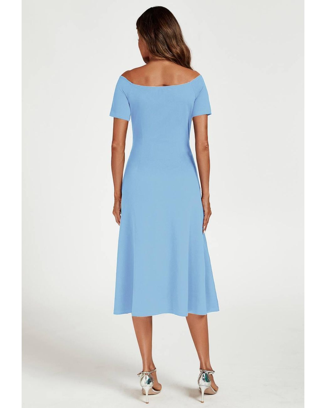 FS Collection Blue Bardot Midi Dress