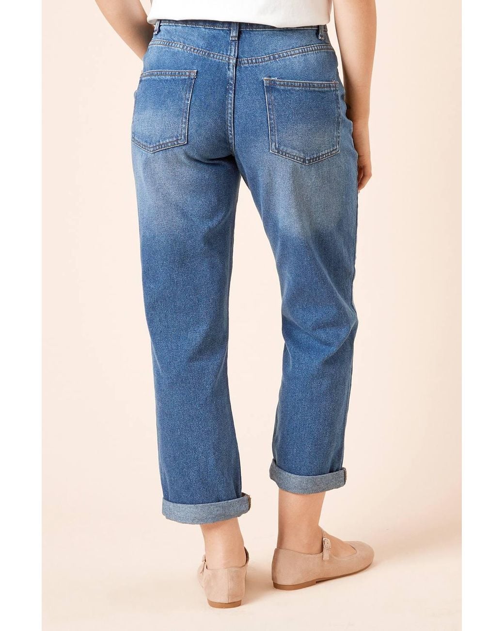 Dorothy Perkins Blue Boyfriends Ankle Grazer Fold Up Jeans