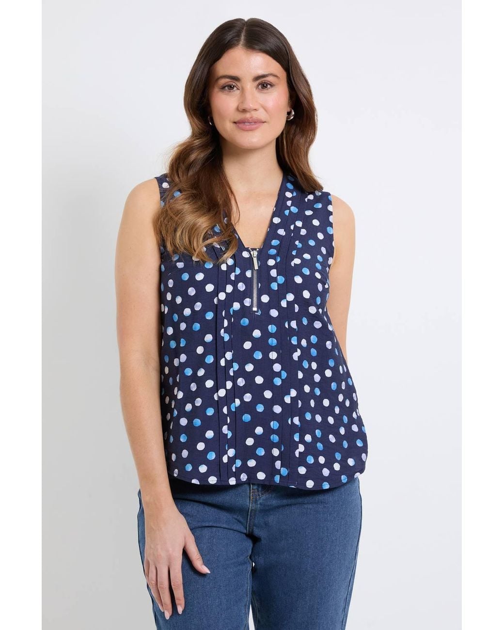 Wallis Blue Pleated Zip Detail Cami Top