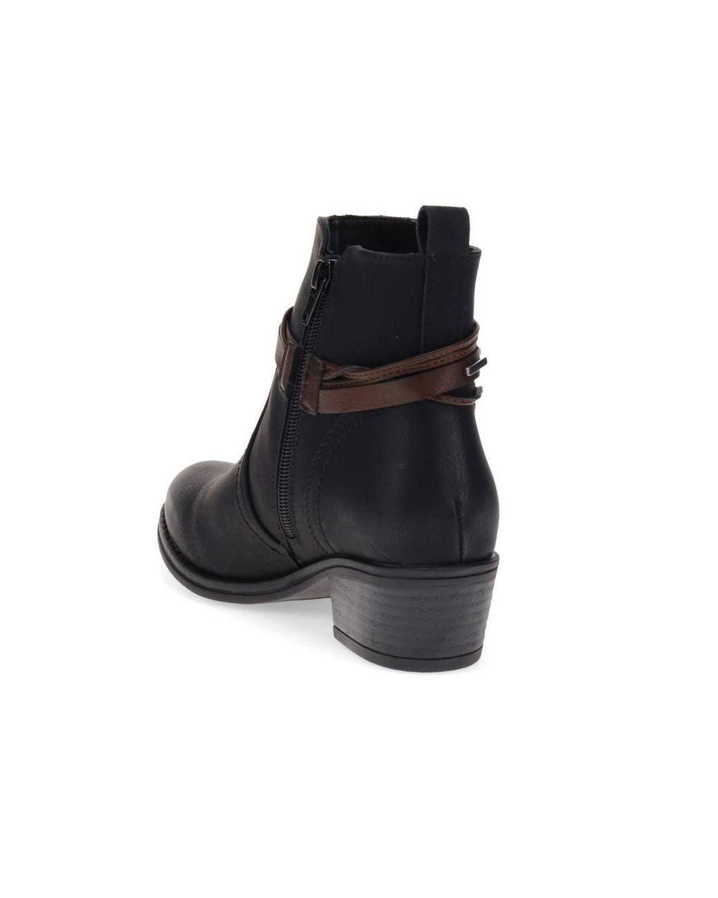 Pavers Black Western-Heeled Ankle Boots