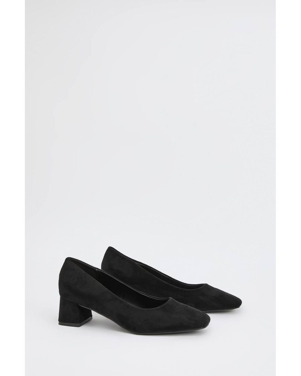 Wallis Black Vina Faux Suede Medium Block Heel Court Shoes