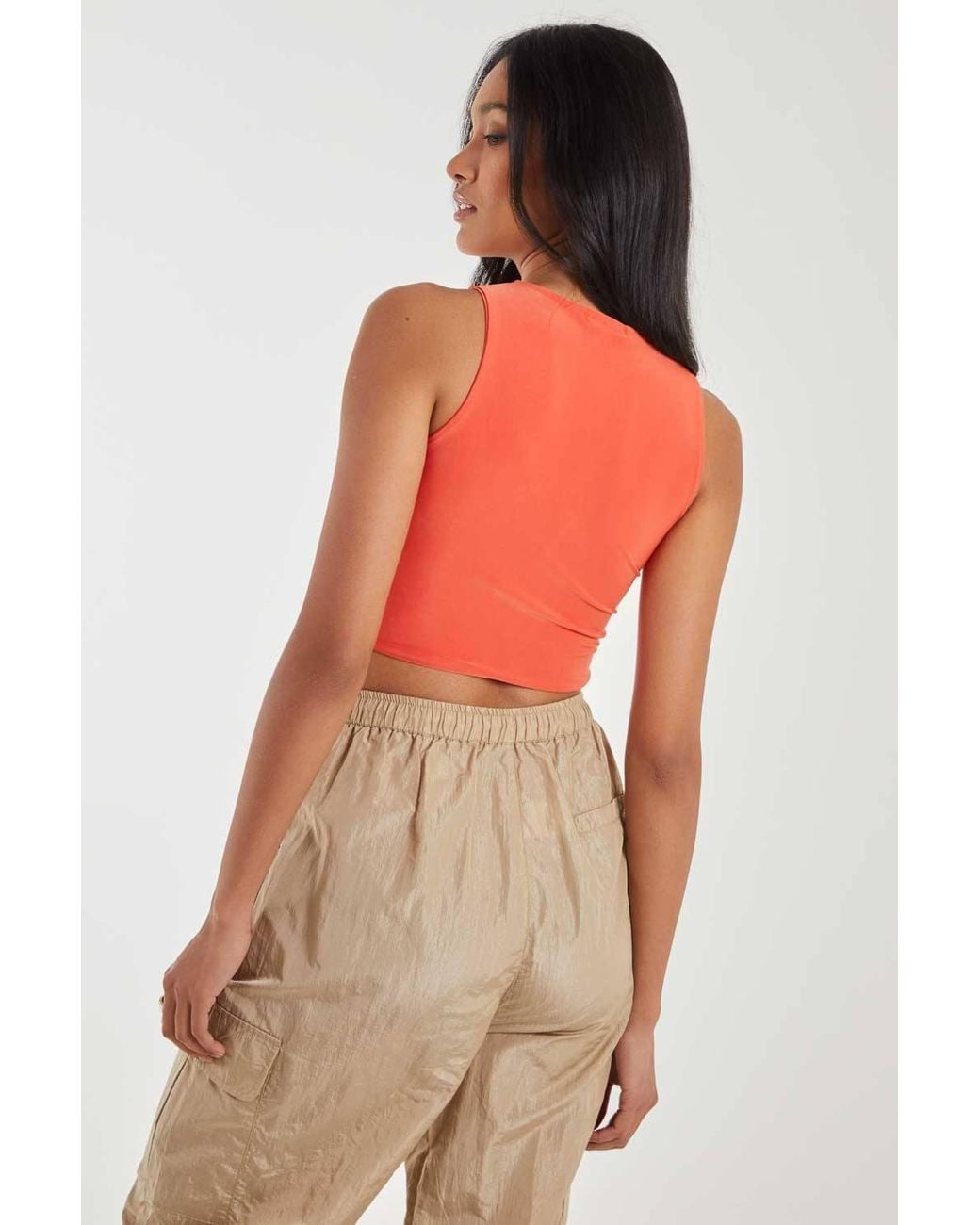 Pink Vanilla Orange Letterbox Slinky Crop Top