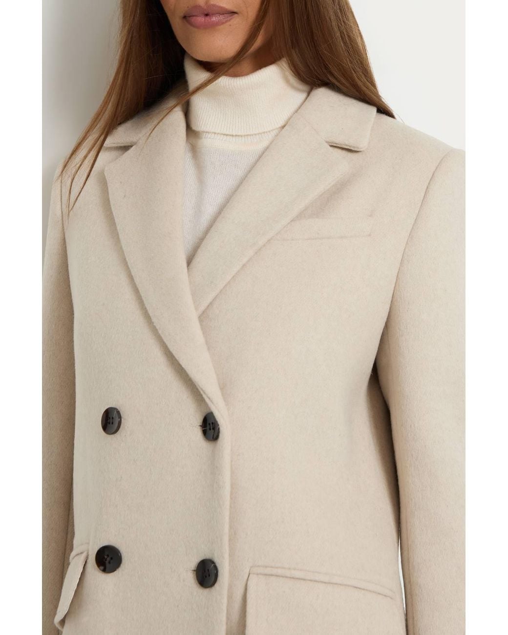 Wallis Natural Wool Blend Double Breasted Coat