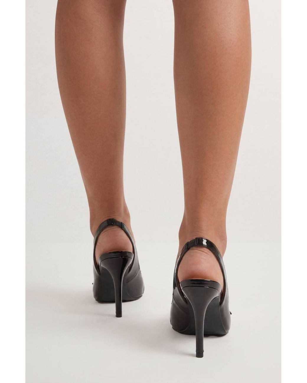 MissPap Black Faux Leather Double Strap Buckle Stiletto Heeled Court Shoes