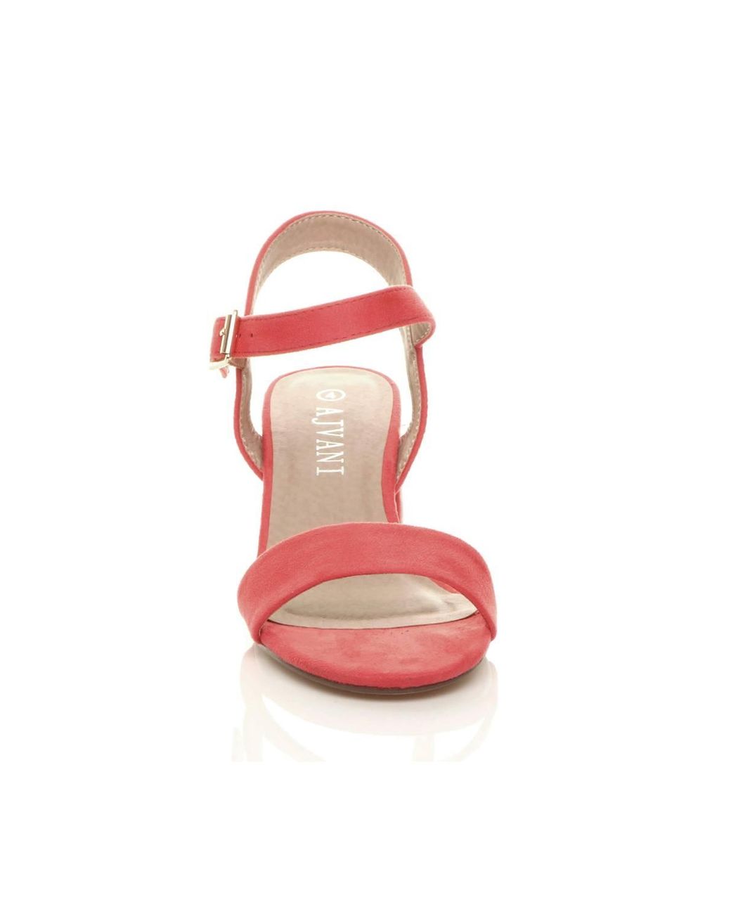 AJVANI Red Mid Block Heel Strappy Sandals