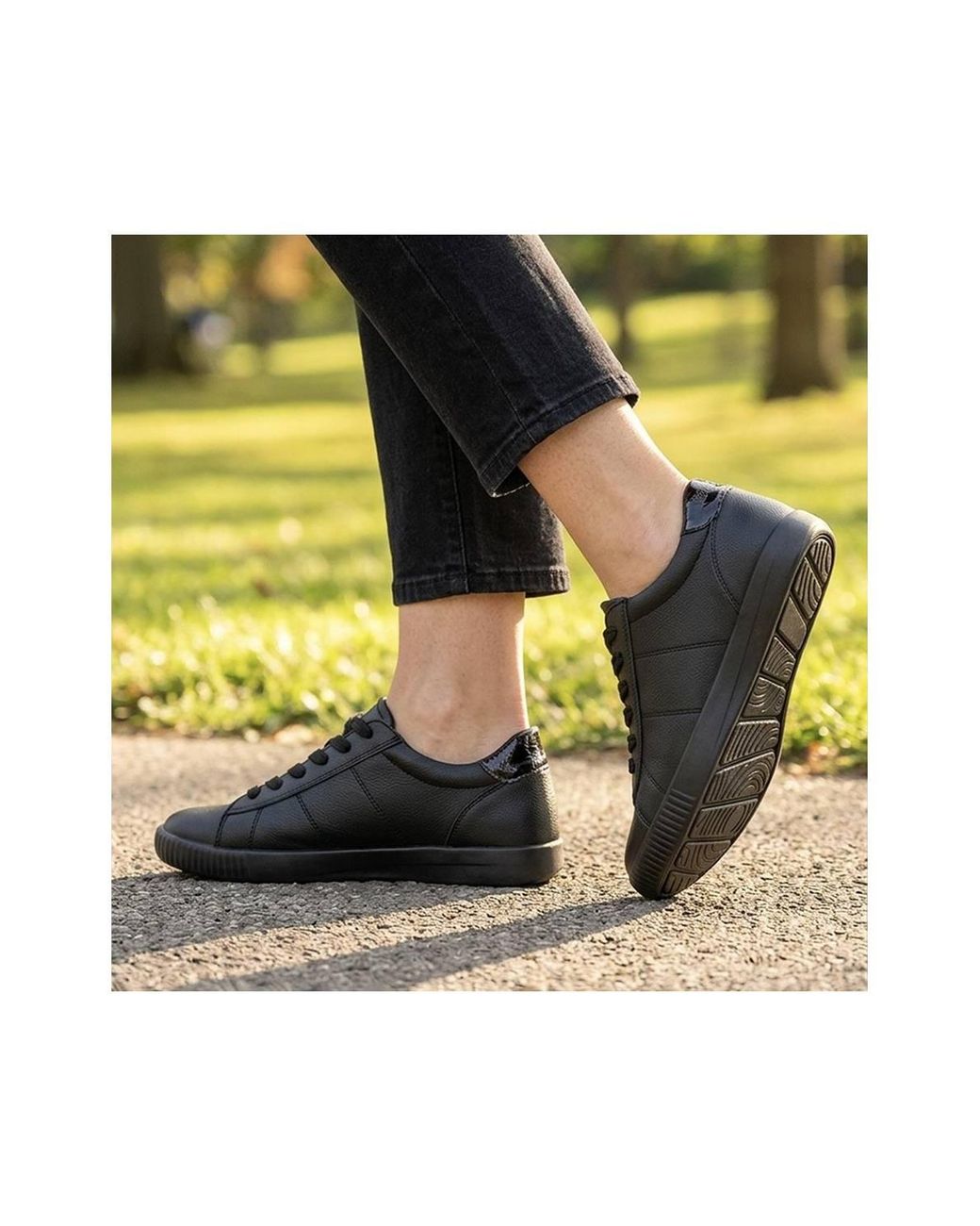Pavers Black Casual Lace Up Platform Trainers