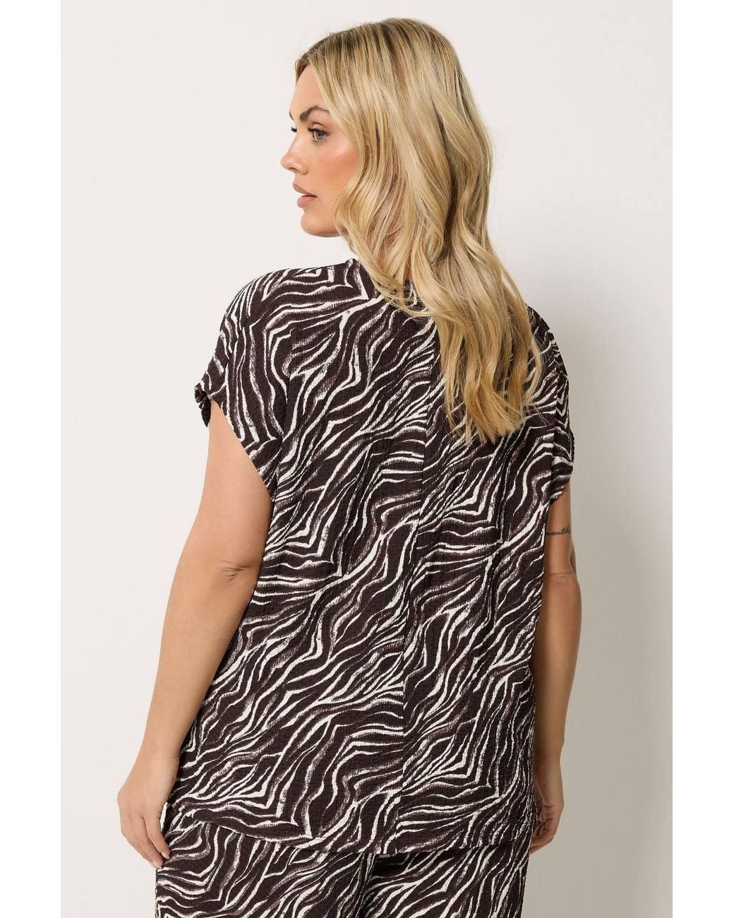 Yours Brown Zebra Grown On Sleeve Top