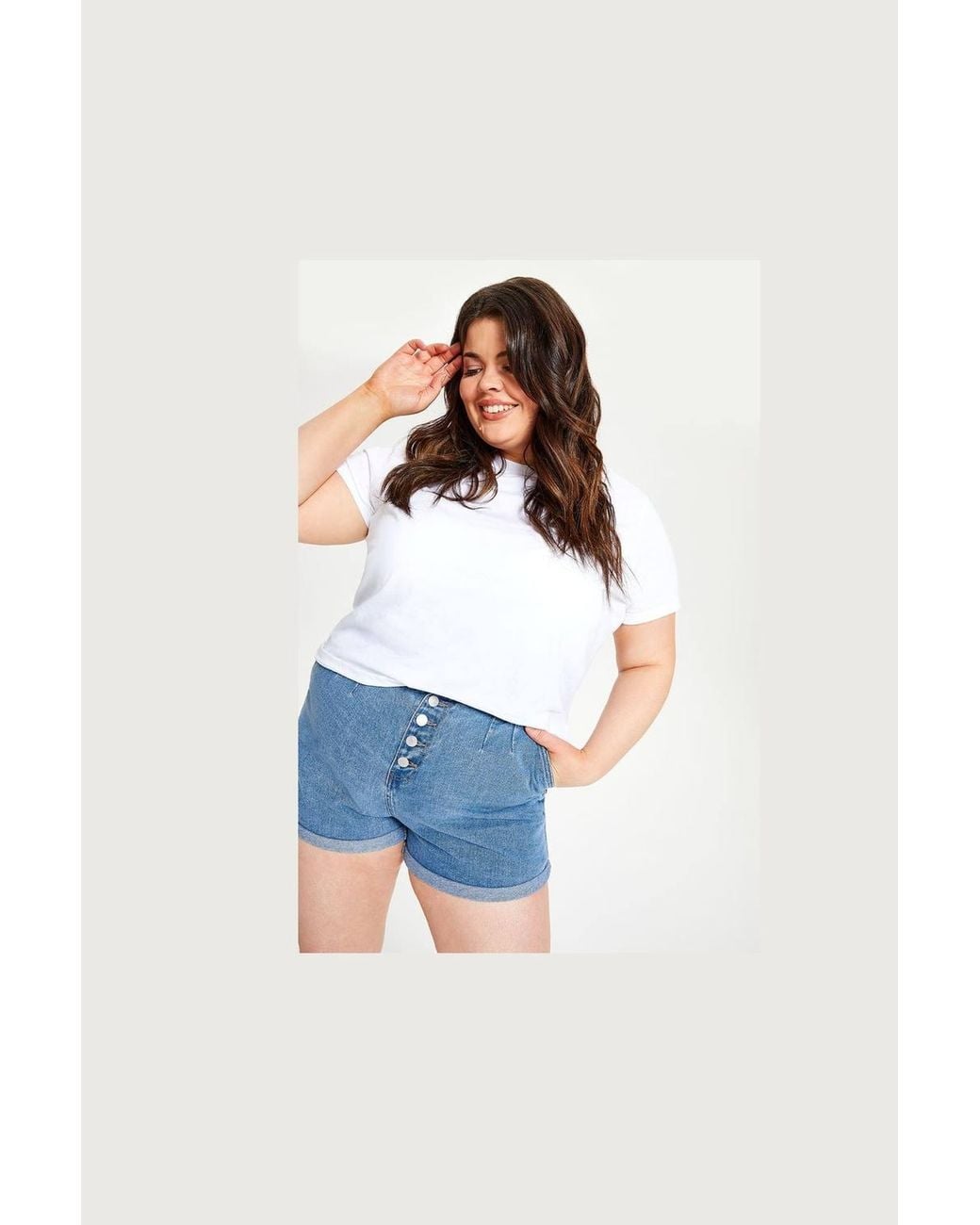 Urban Bliss Blue Plus Size Button Front Short