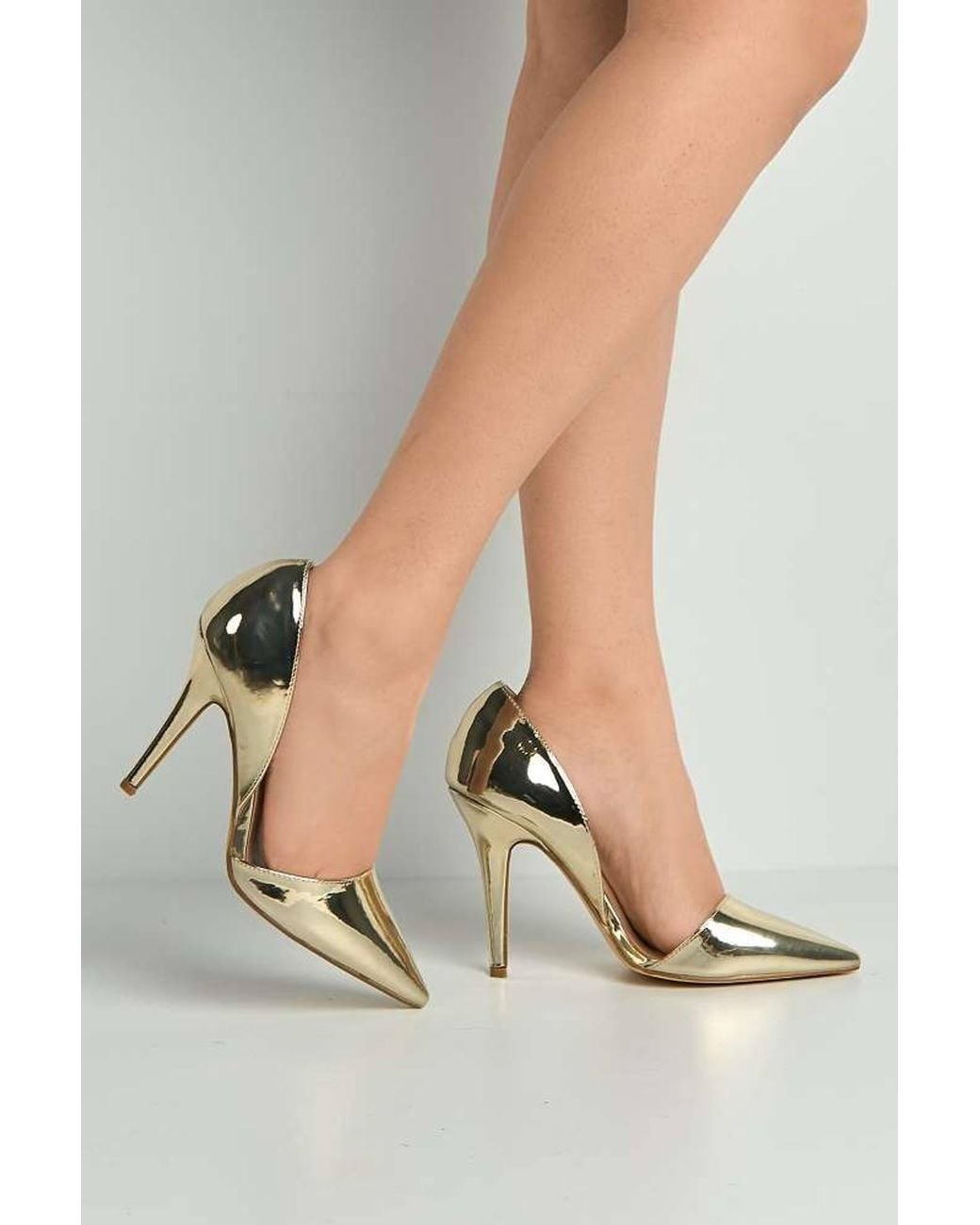 Miss Diva White Milaya Cut-Out Side Pointed Toe Court Shoes