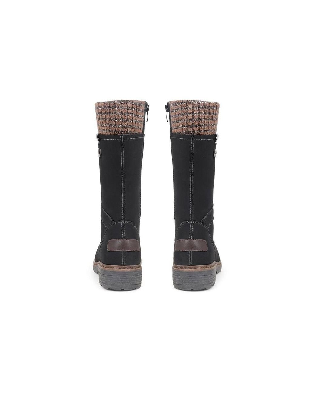 Pavers Black Lace-Up Calf Boots
