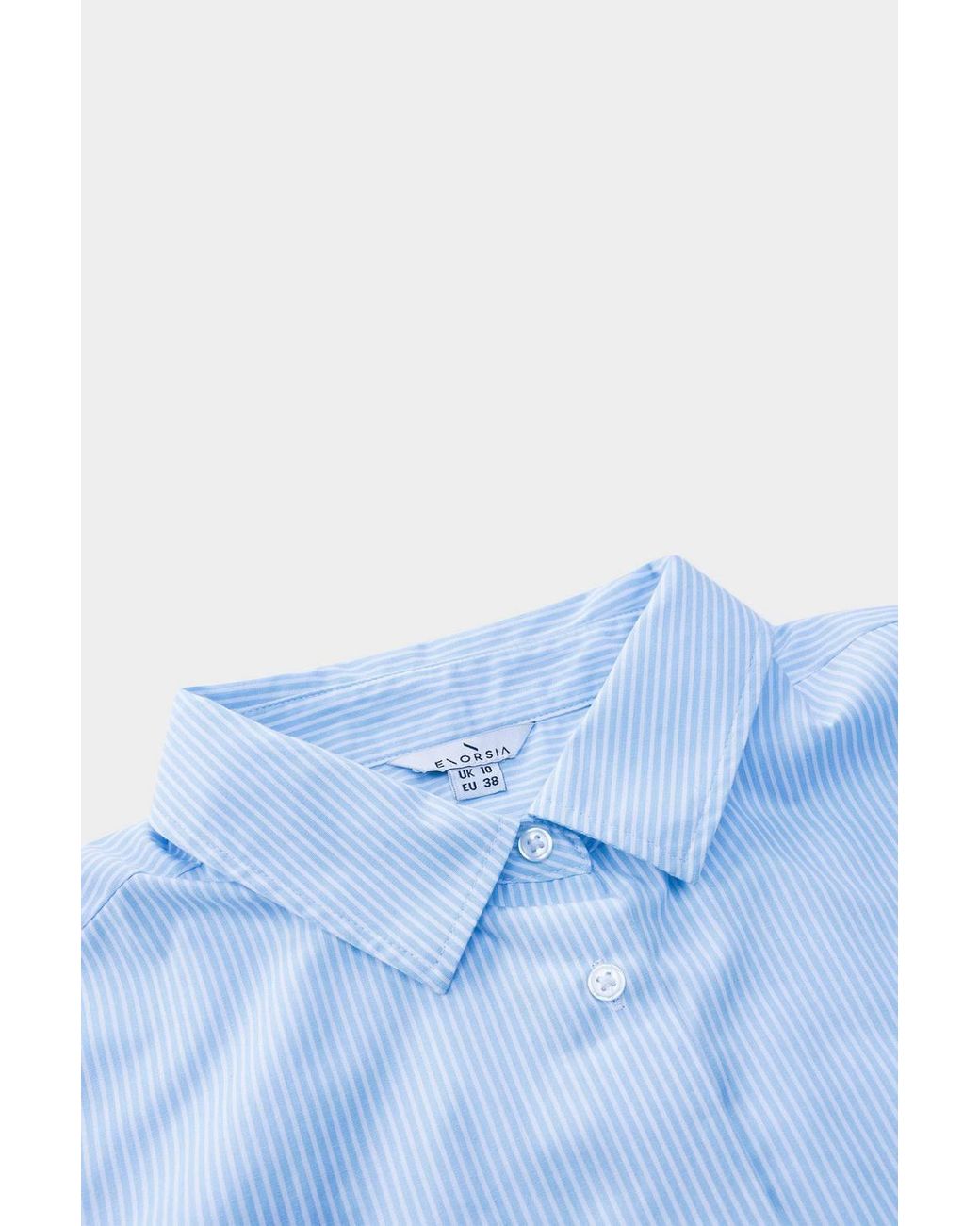 Enorsia Blue Long Sleeve Stripe Poplin Shirt