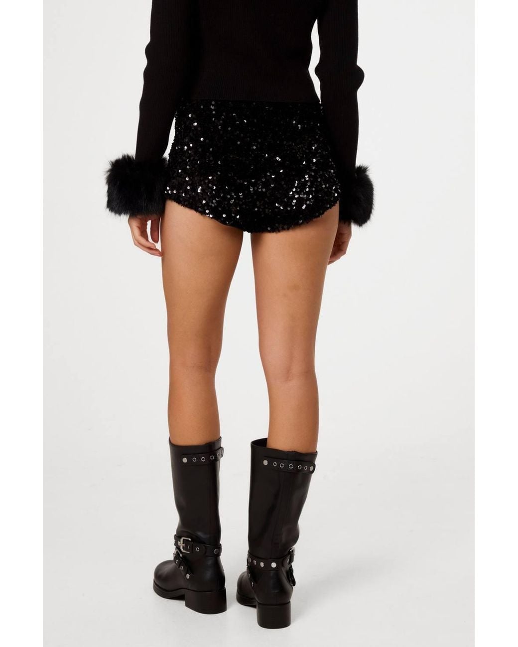 Pink Vanilla Black Sequin Hot Pants