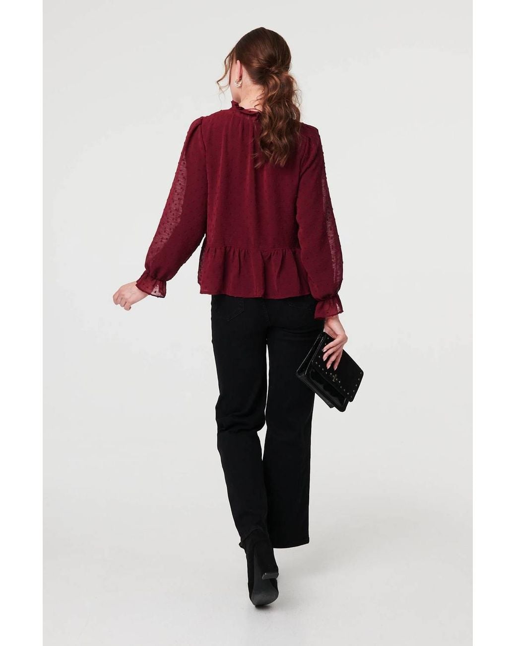 Izabel London Textured Semi Sheer Frilled Blouse