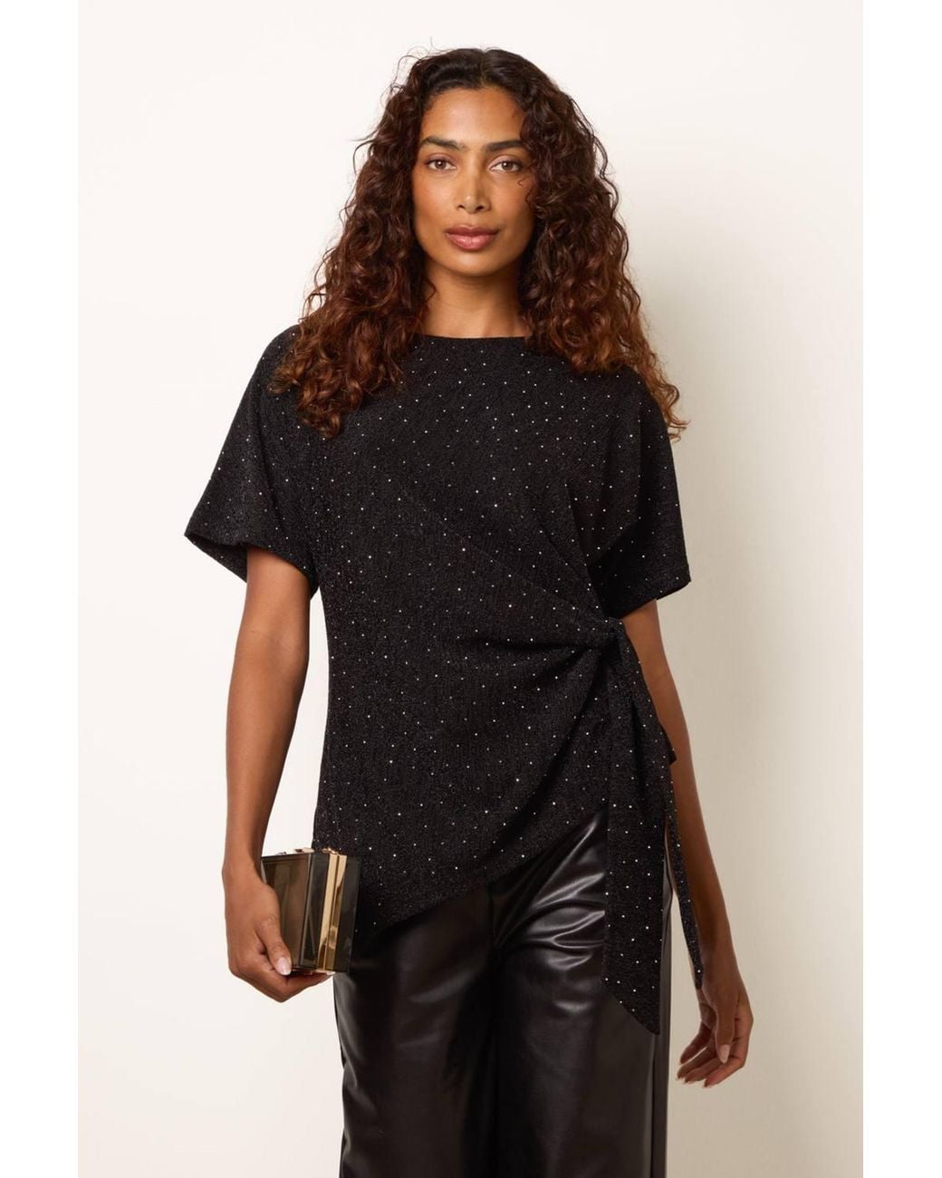 Blue Vanilla Black Short Sleeve Round Neck Top