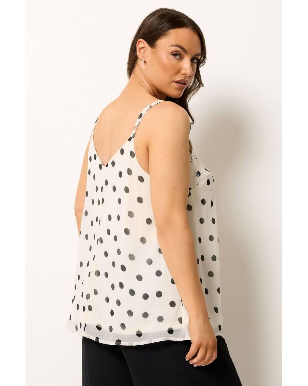Yours White Polka Dot Lace Vest Top