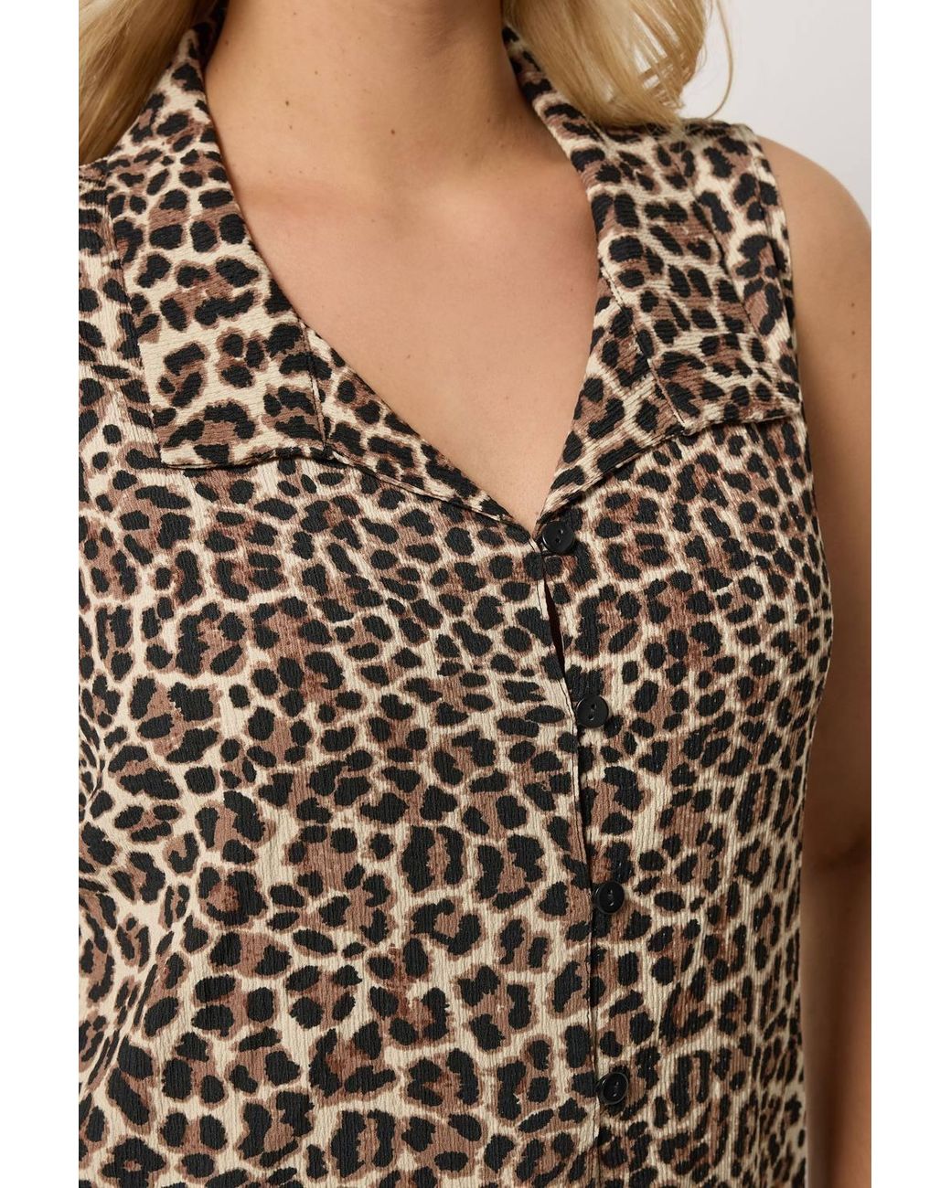 Yours Brown Leopard Print Collared Top