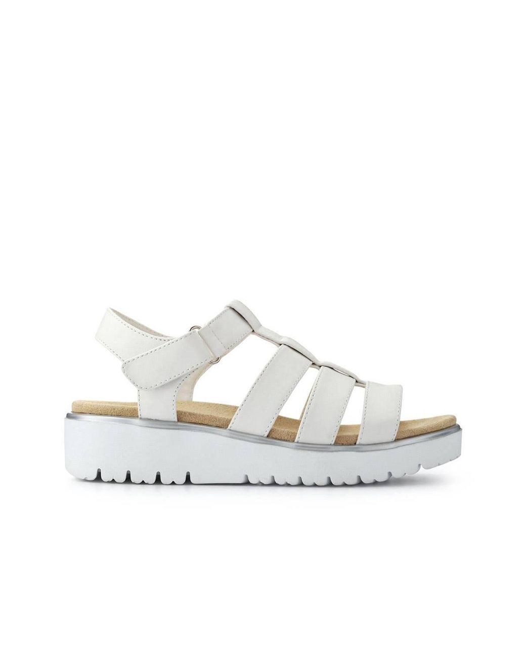 Pavers White Wide Fit Strappy Sandals