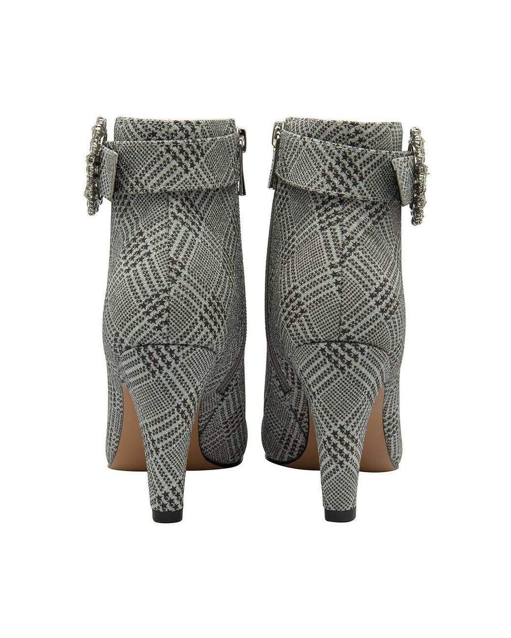 Lotus Gray Check-Print 'Adele' Heeled Ankle Boots
