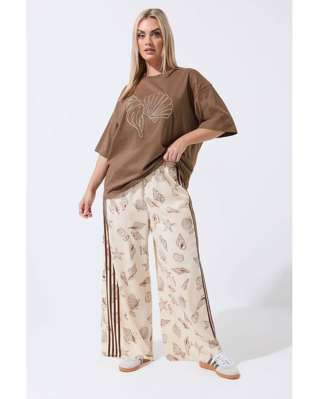 Yours Brown Embroidered Shell Longline T-Shirt