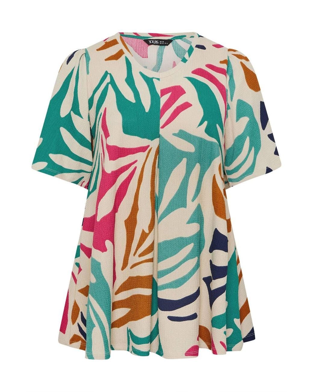 Yours Multicolor Abstract Textured Pleated Front Top