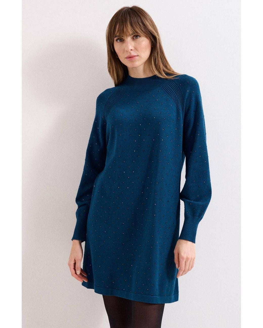 Phase Eight Blue Tala Hot Fix Long Sleeve Mini Dress