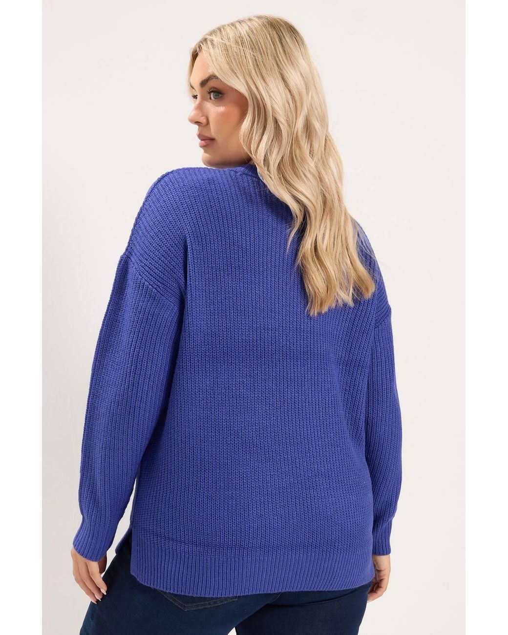 Yours Blue Crew-Neck Knitted Jumper