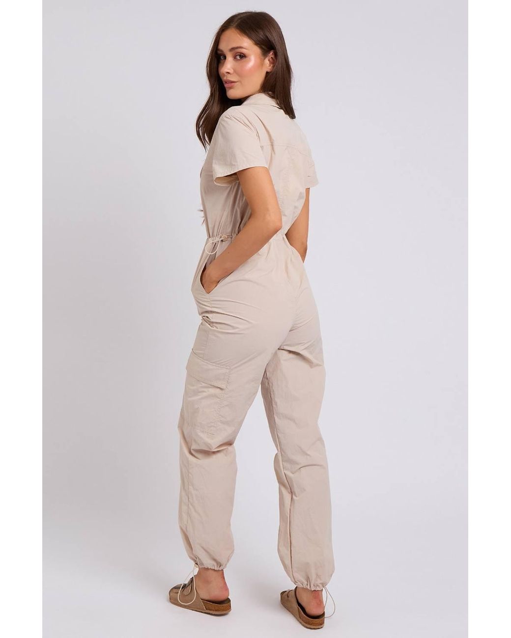Urban Bliss Natural Parachute Zip Thru Jumpsuit