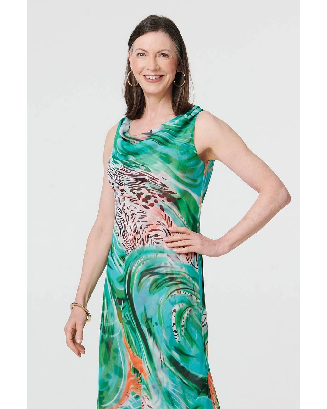 Izabel London Blue Reversible Printed Sleeveless Midi Dress