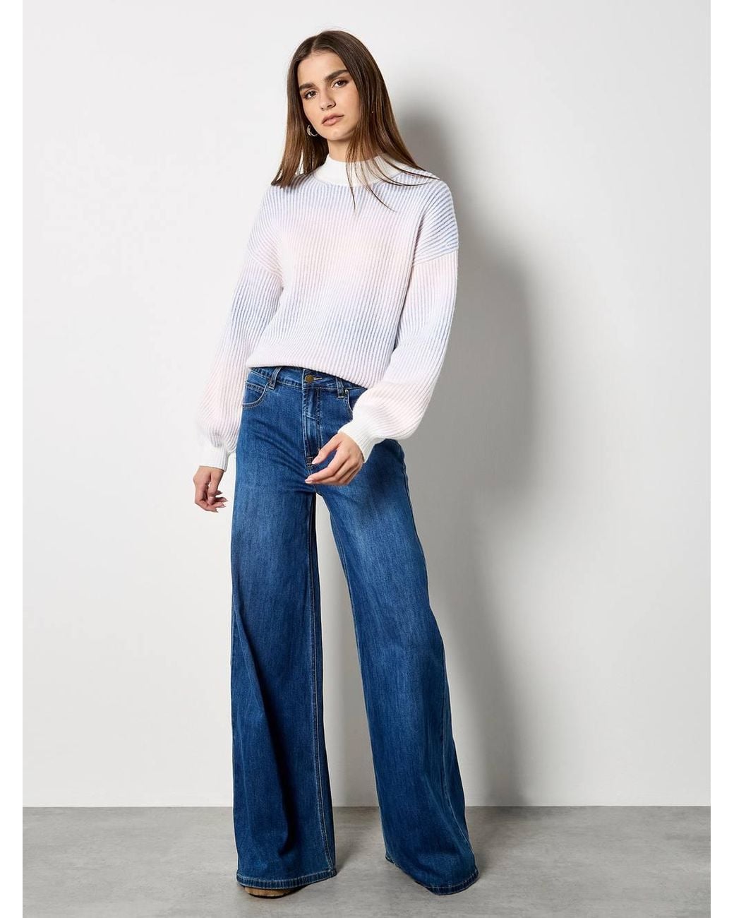 Apricot White Pastel Ombre Rib Knit Jumper