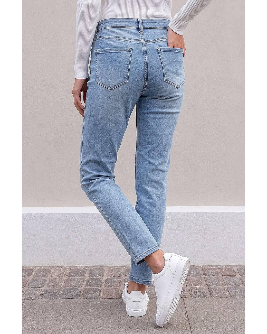 Roman Blue Slim Leg Stretch Mom Jeans