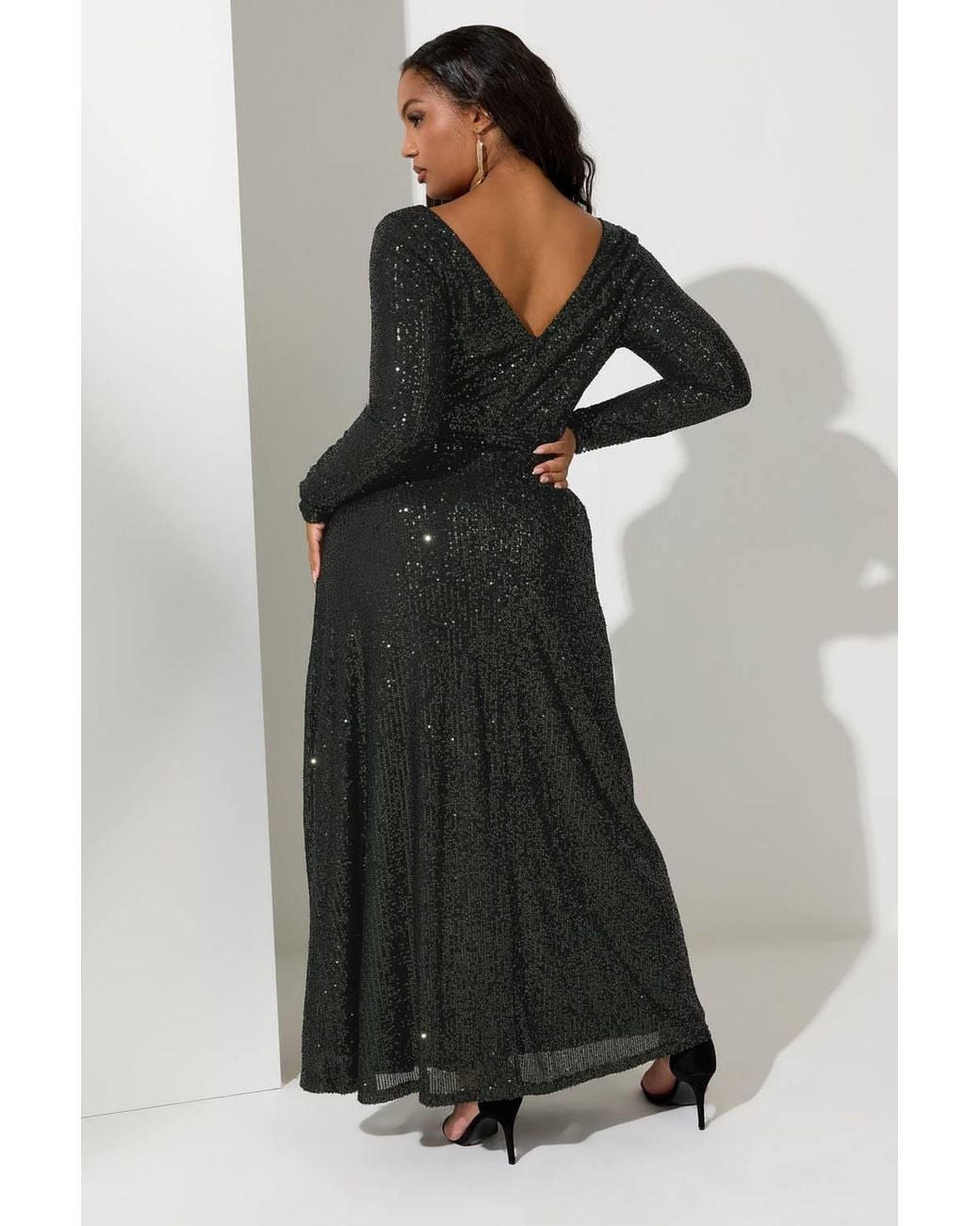 Yours Black Sequin Maxi Dress