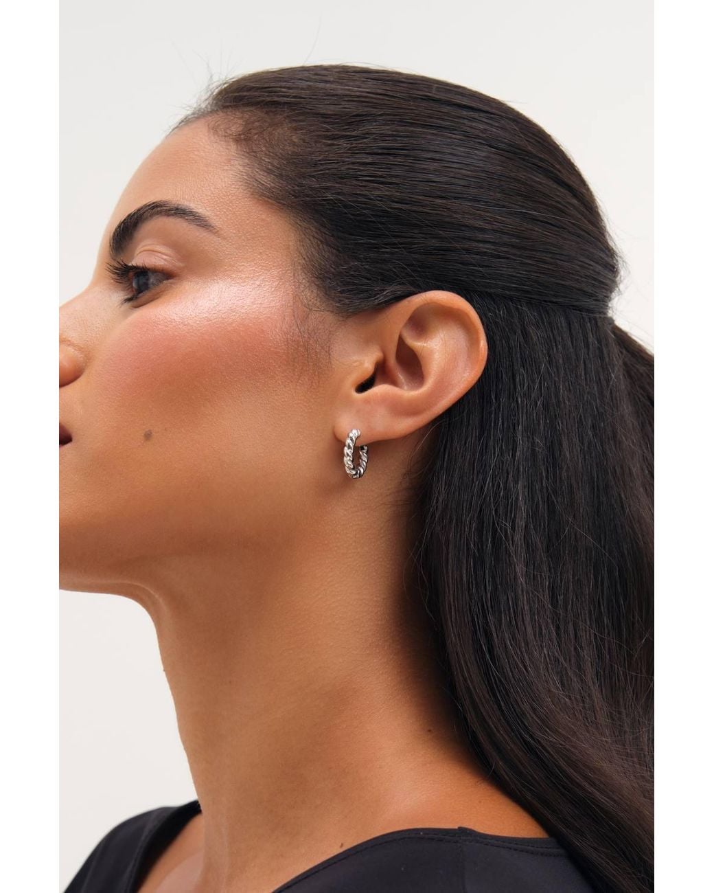 Jon Richard Metallic Platinum Plated Waterproof Twist Hoop Earrings