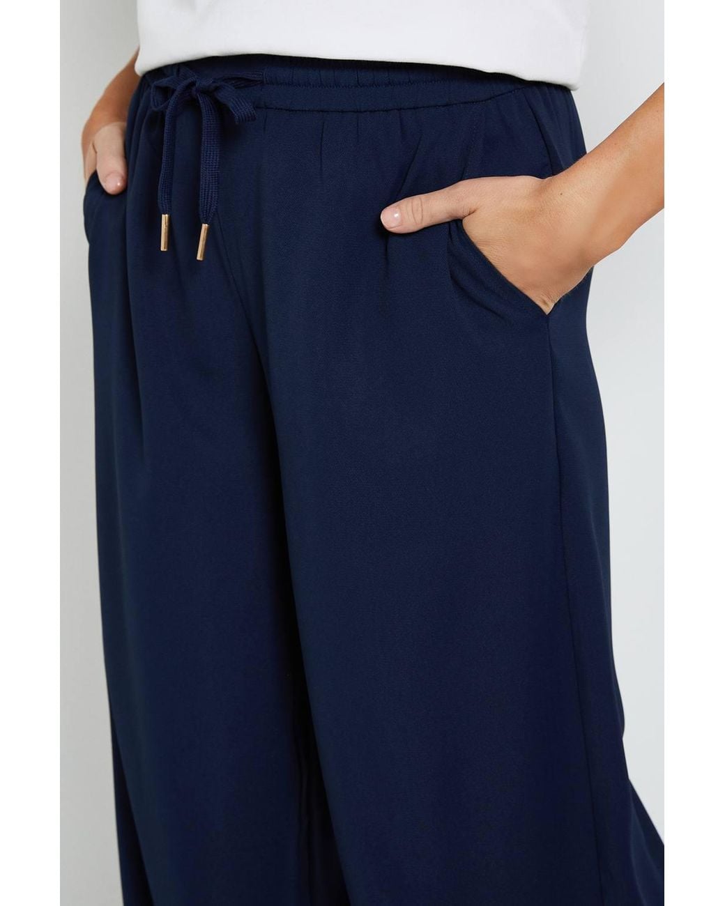 Dorothy Perkins Blue Tie Waist Wide Leg Trouser
