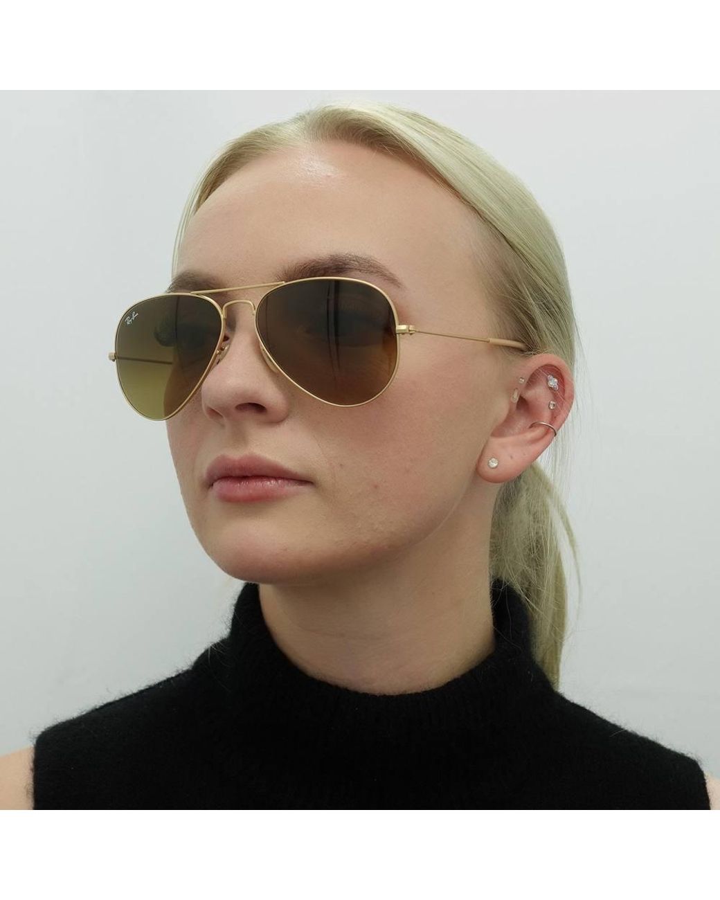 Ray-Ban Brown Aviator Matt Gradient Sunglasses