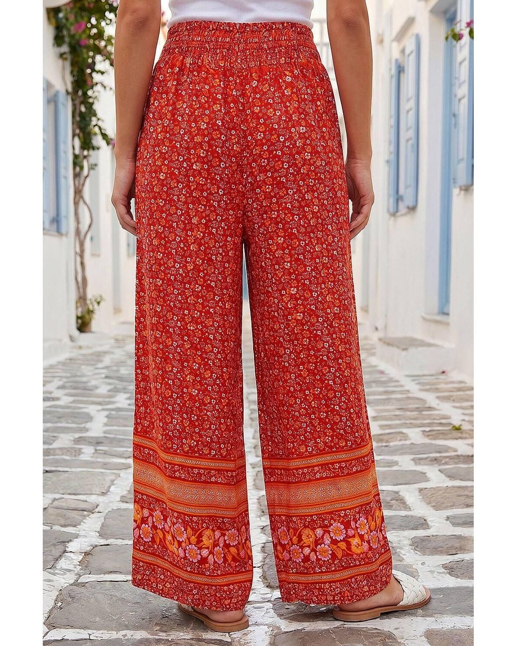 Roman Shirred Waist Wide Leg Trouser