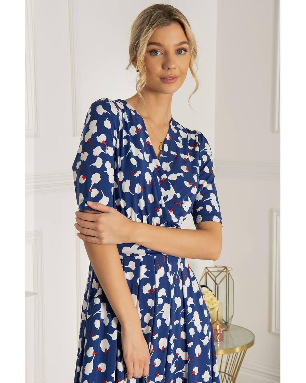 Jolie Moi Blue Kiera Wrap Front Maxi Dress