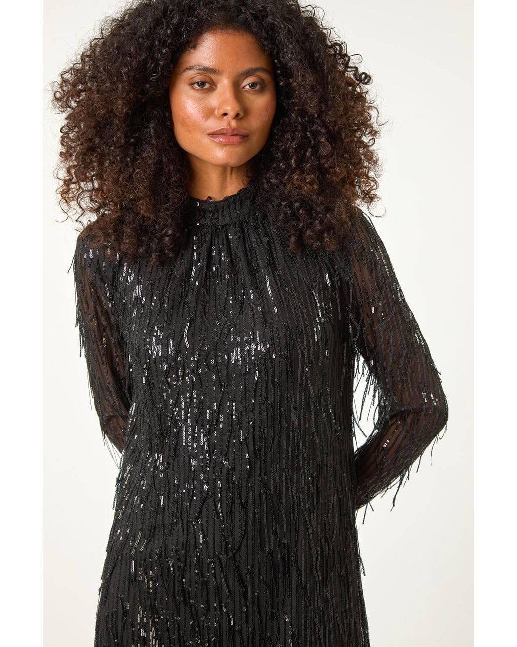 D.u.s.k Black All Over Fringe Shift Dress
