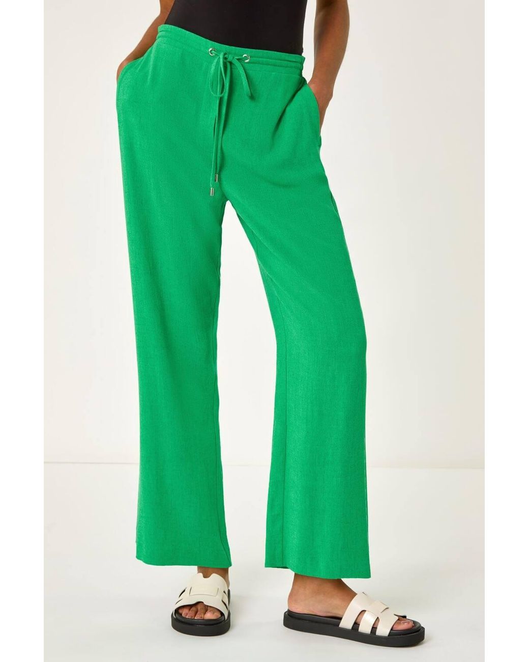 Roman Green Full Length Linen Trousers