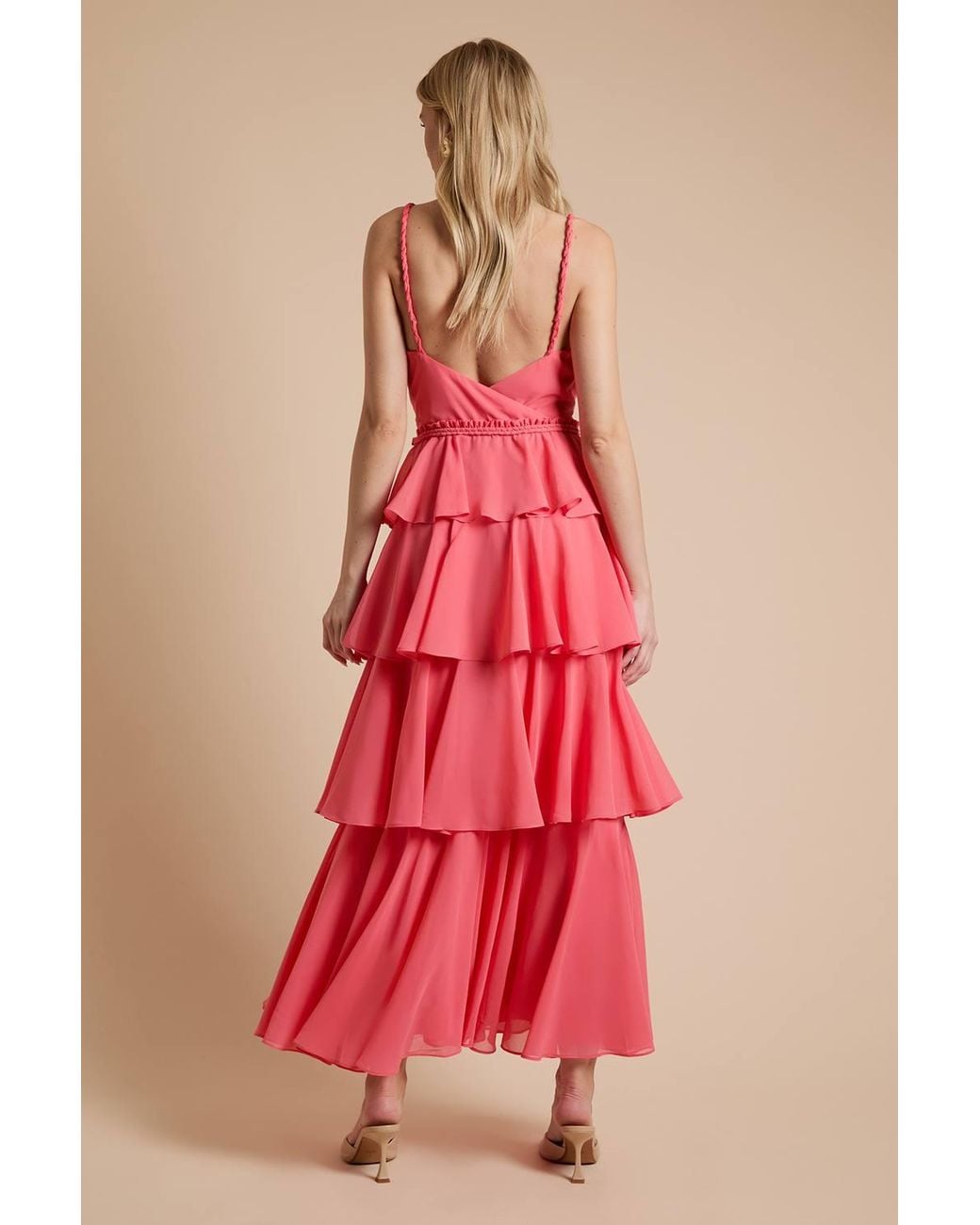 Oasis Tiered Chiffon Plait Strap Maxi Dress