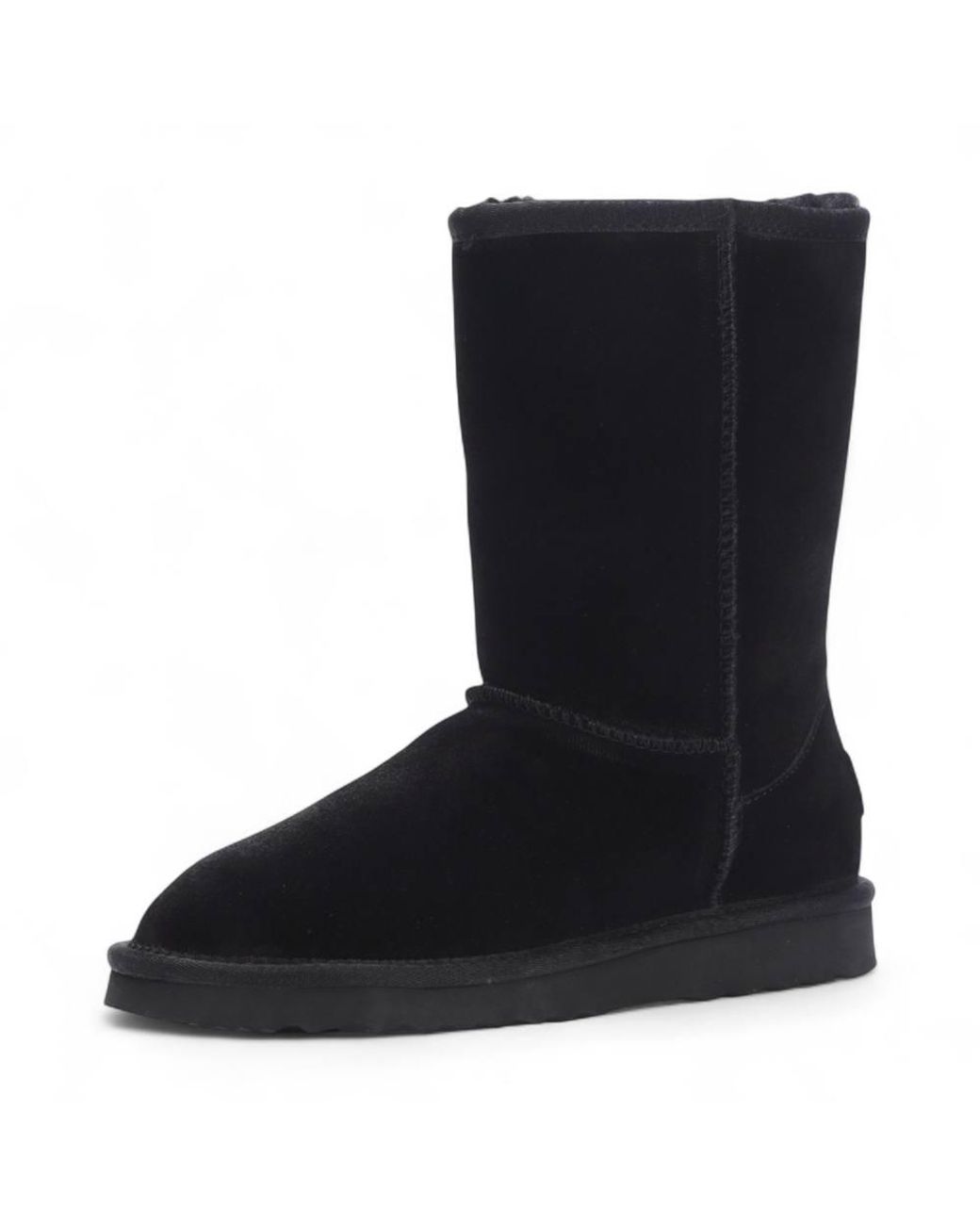 Infinity Leather Black Genuine Sheepskin Suede Slip-On Ankle Winter Boots