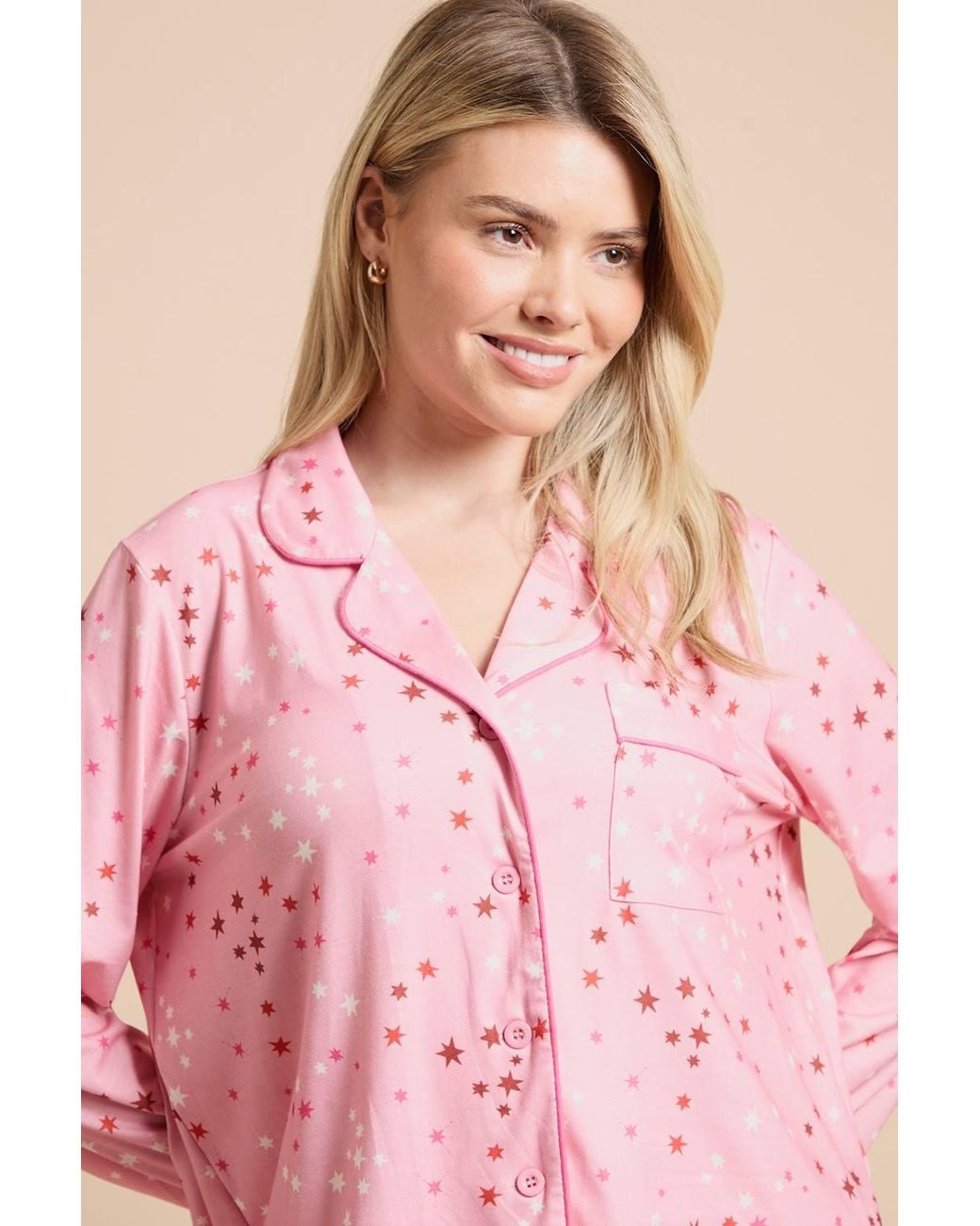 Dorothy Perkins Pink Christmas Nightwear Tipped Long Sleeve Pyjama Set
